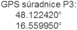 GPS súradnice P3: 48,122420°	16,559950°